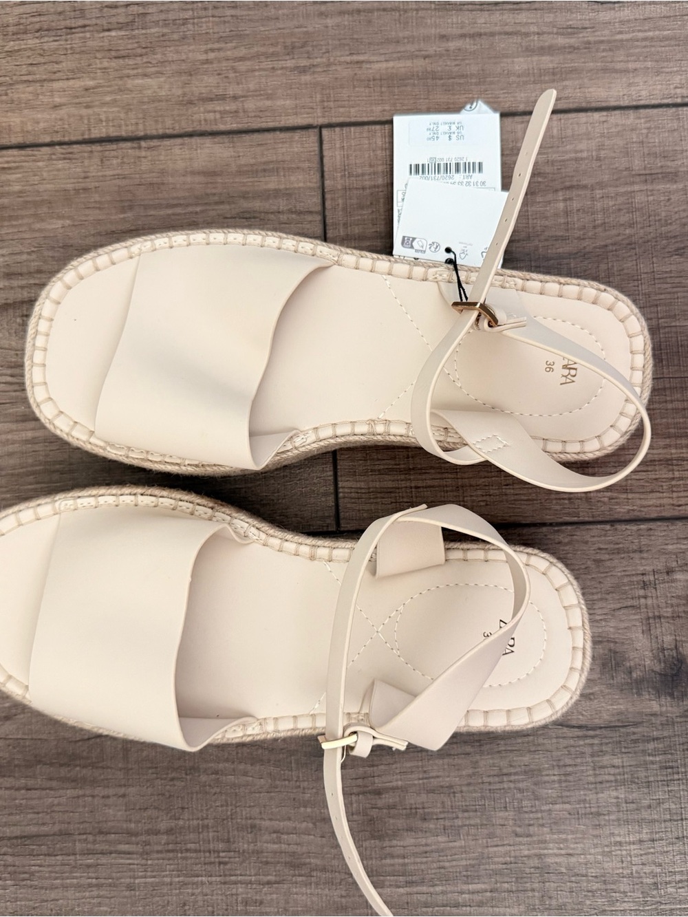 Zara Cream Ankle-Strap Espadrille Sandals